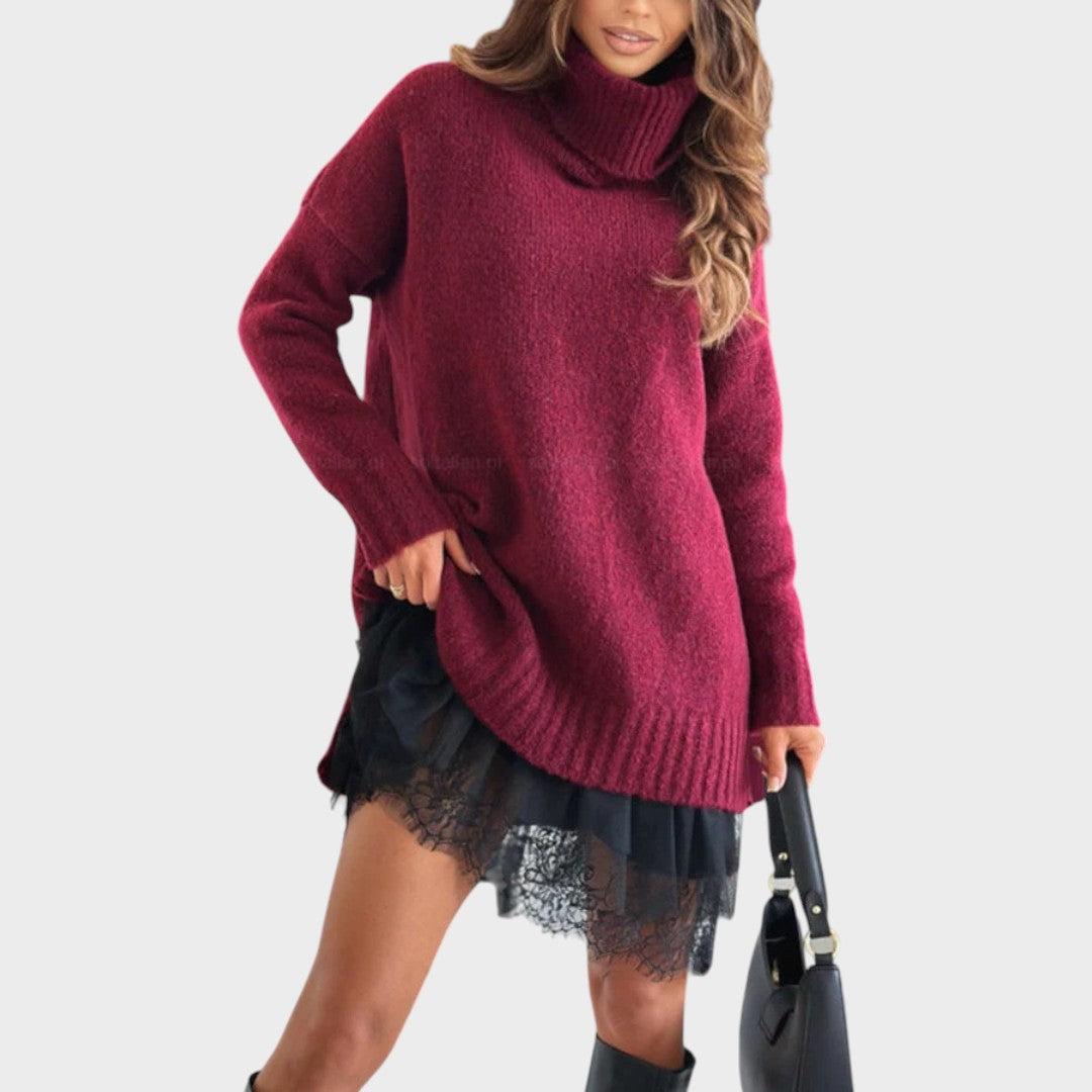 Bonnie – Conjunto completo de vestido oversize de punto y encaje