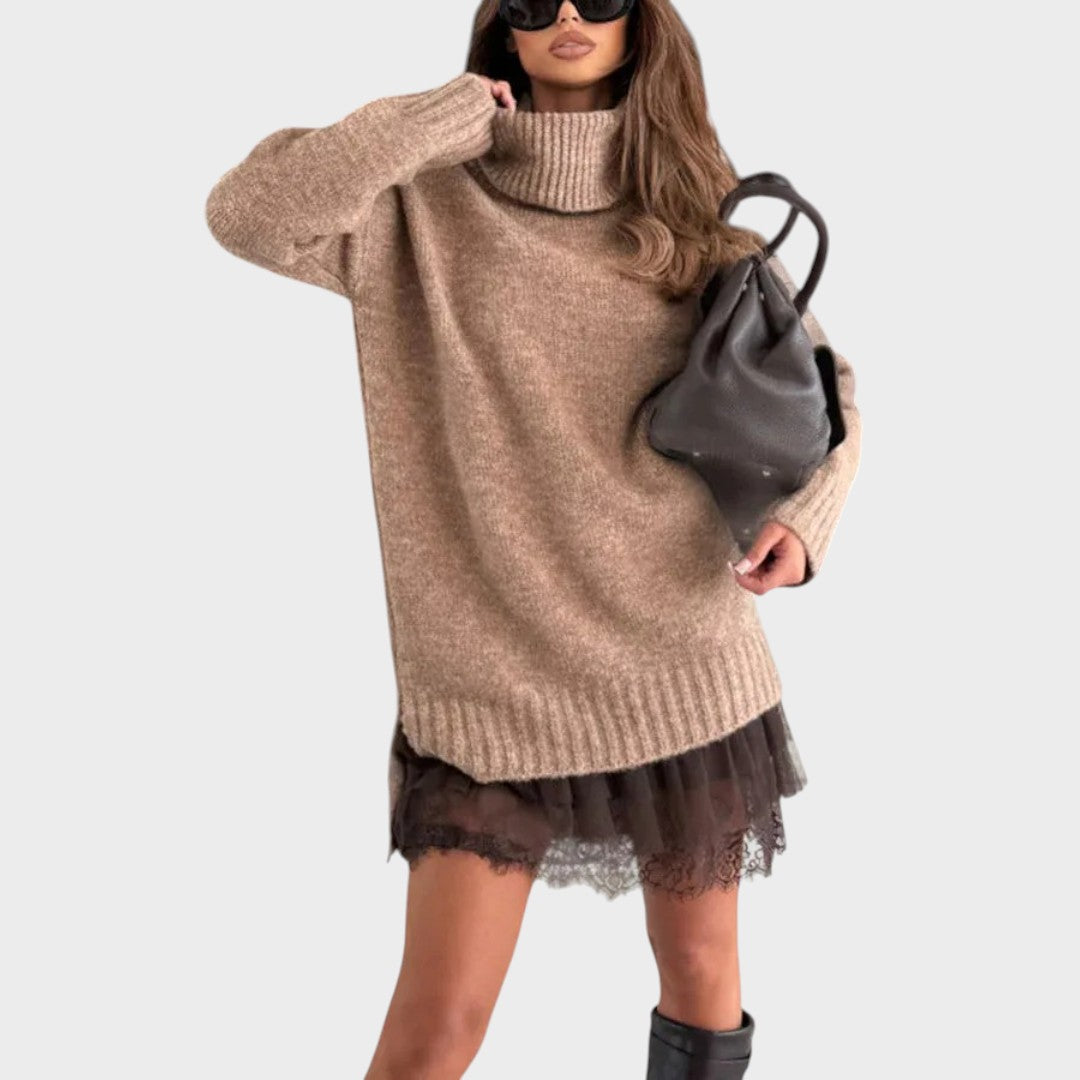 Bonnie – Conjunto completo de vestido oversize de punto y encaje