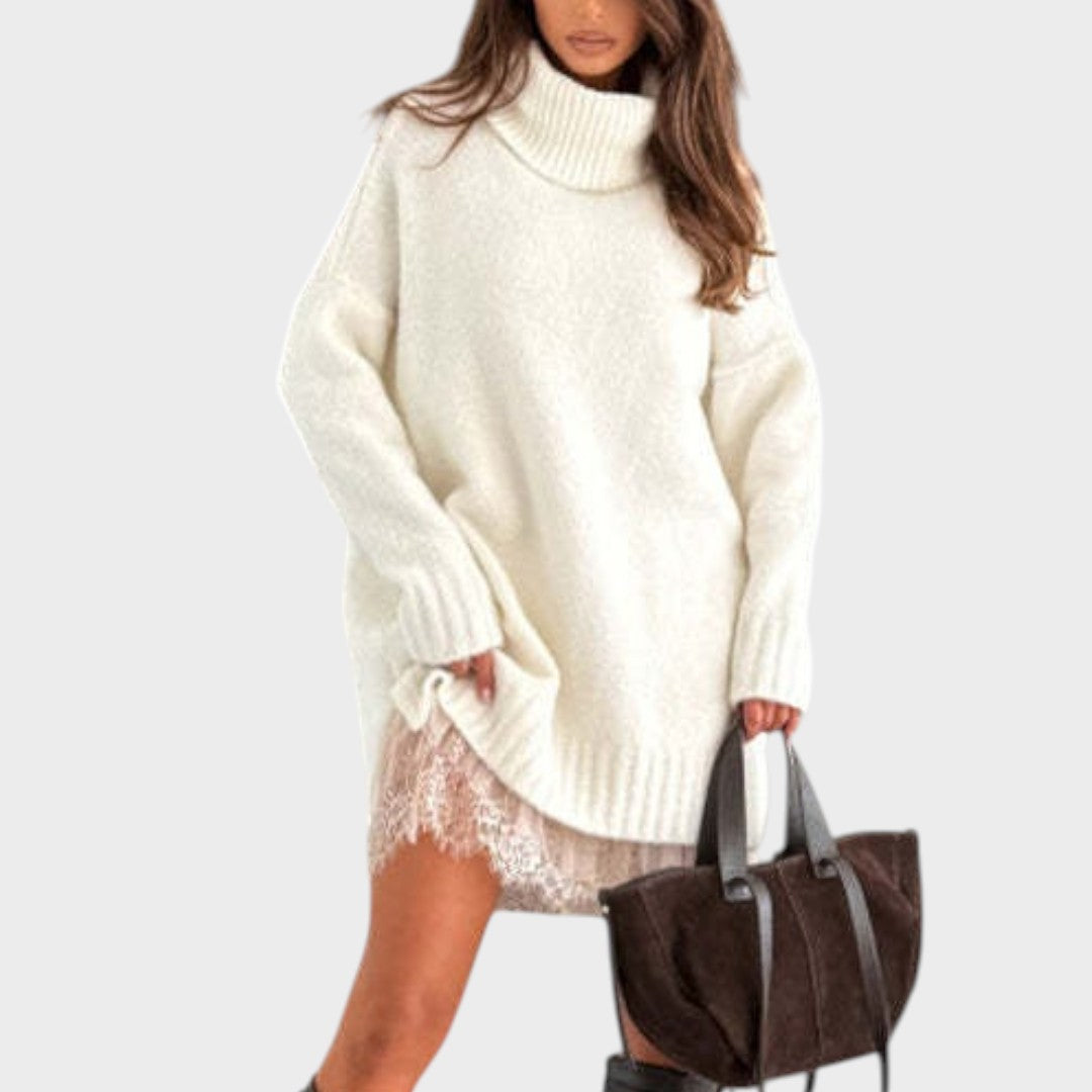 Bonnie – Conjunto completo de vestido oversize de punto y encaje