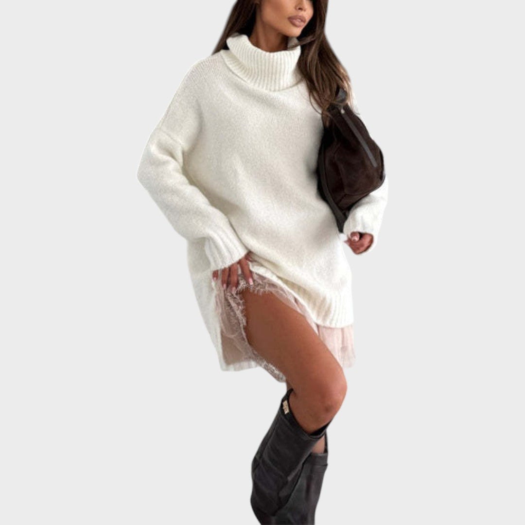 Bonnie – Conjunto completo de vestido oversize de punto y encaje