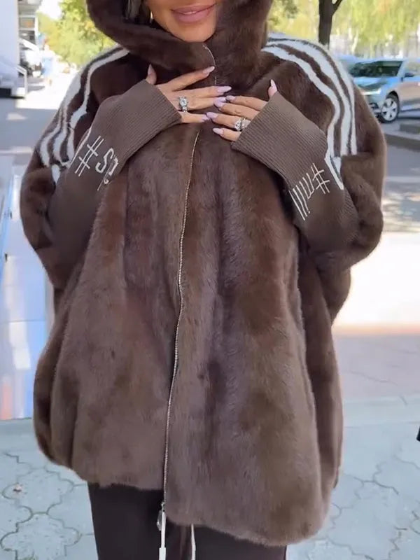 Aaliyah – Abrigo oversize de piel sintética con capucha