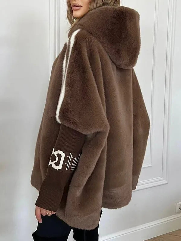 Aaliyah – Abrigo oversize de piel sintética con capucha
