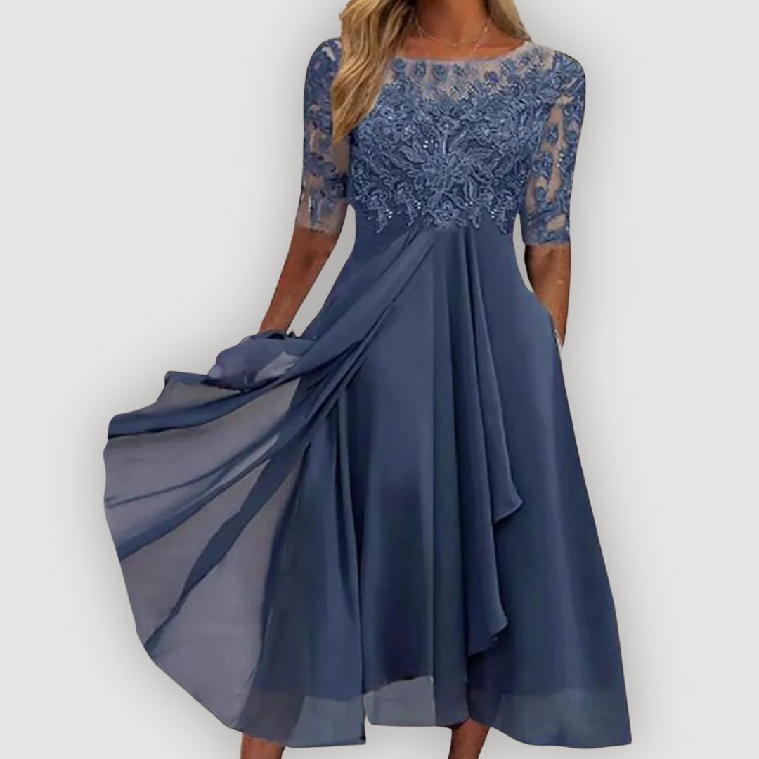 Aurélie | Vestido elegante con encaje y falda fluida