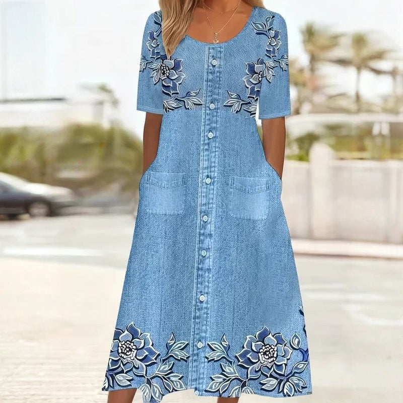 Solène – Vestido midi floral vintage
