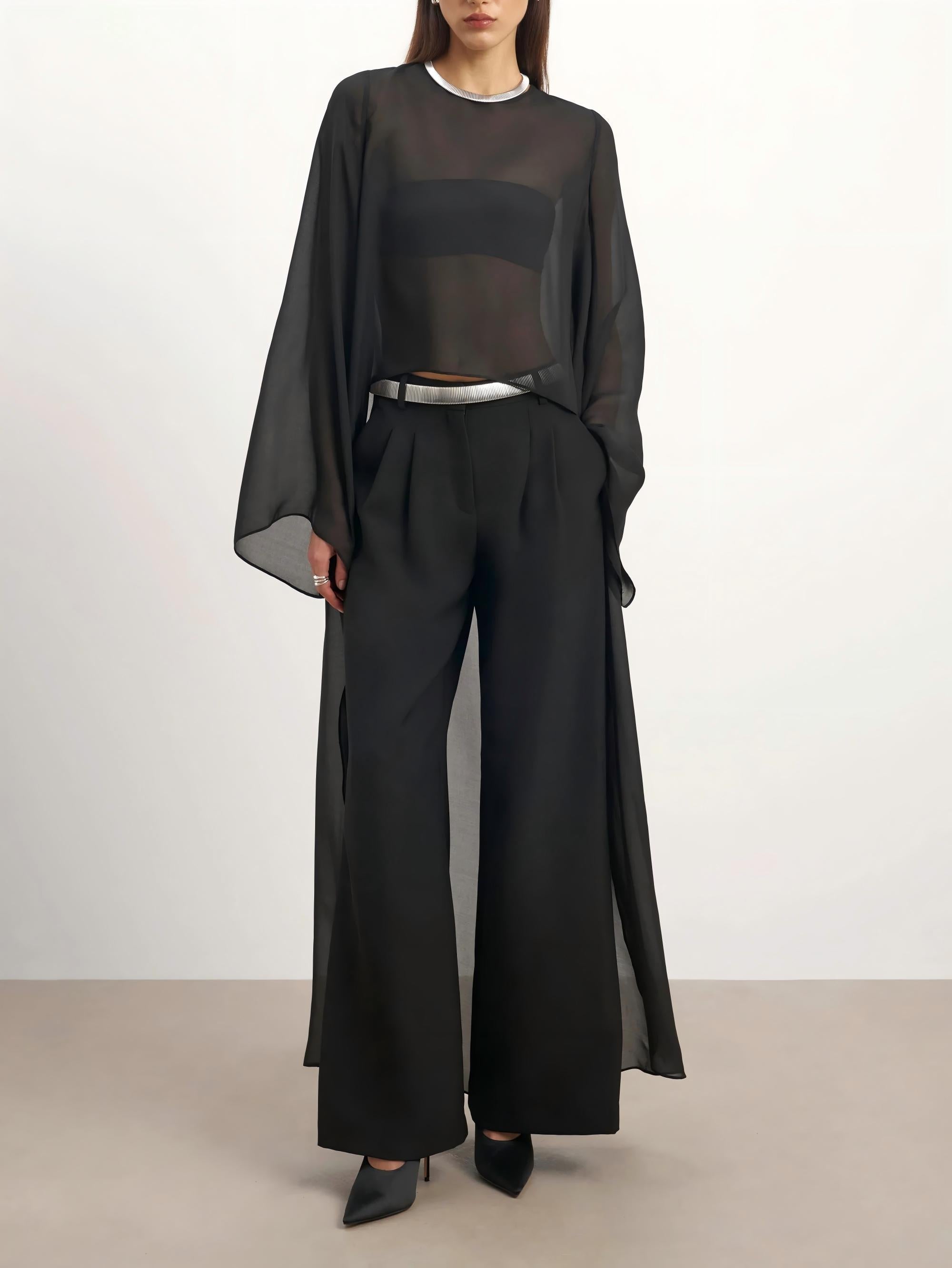 Elise – Conjunto en chiffon y denim