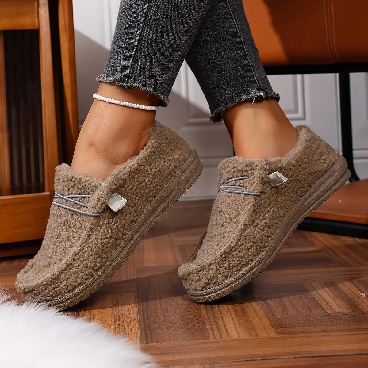 Claire – Zapatillas de casa cálidas en osito