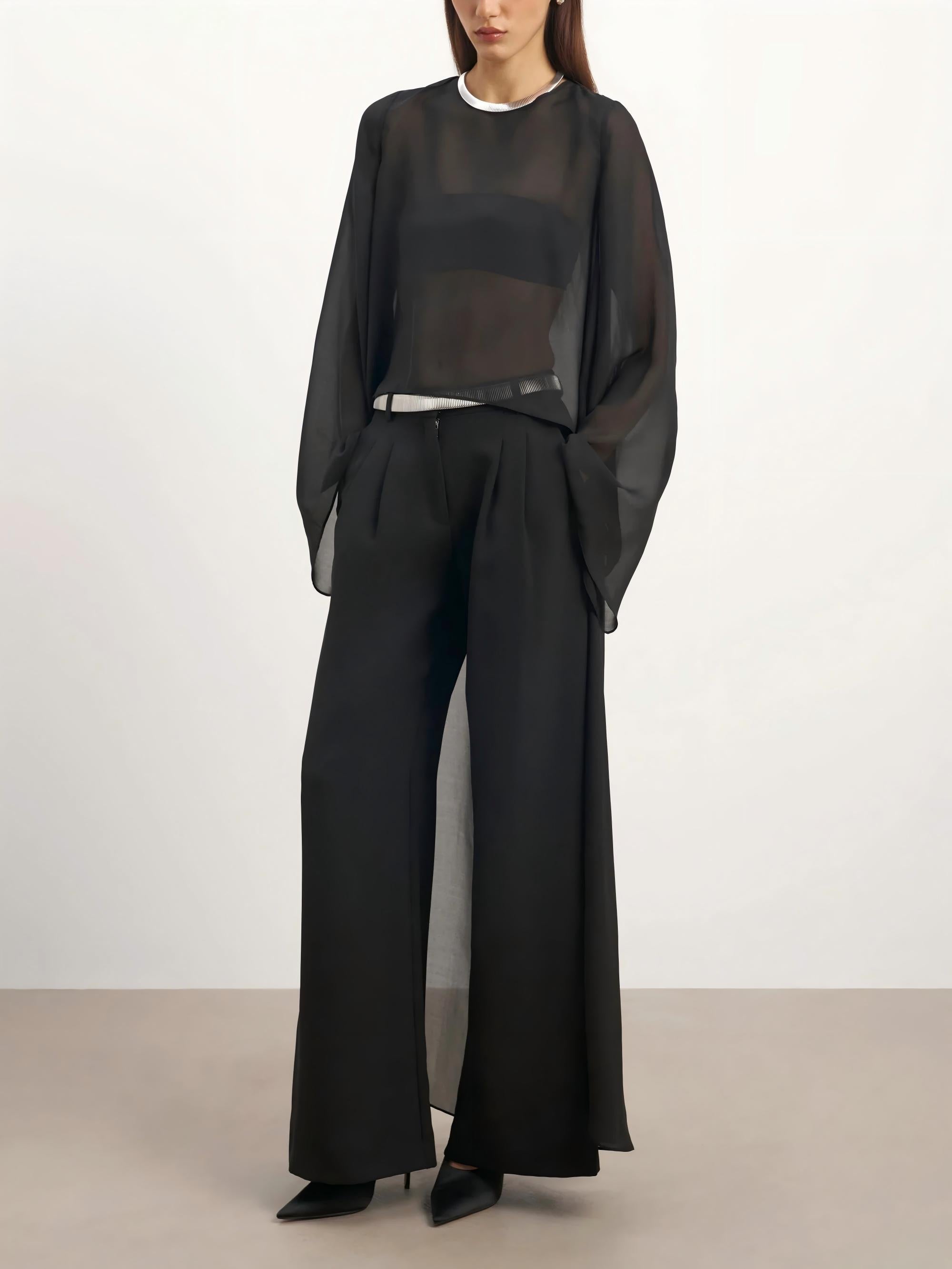 Elise – Conjunto en chiffon y denim