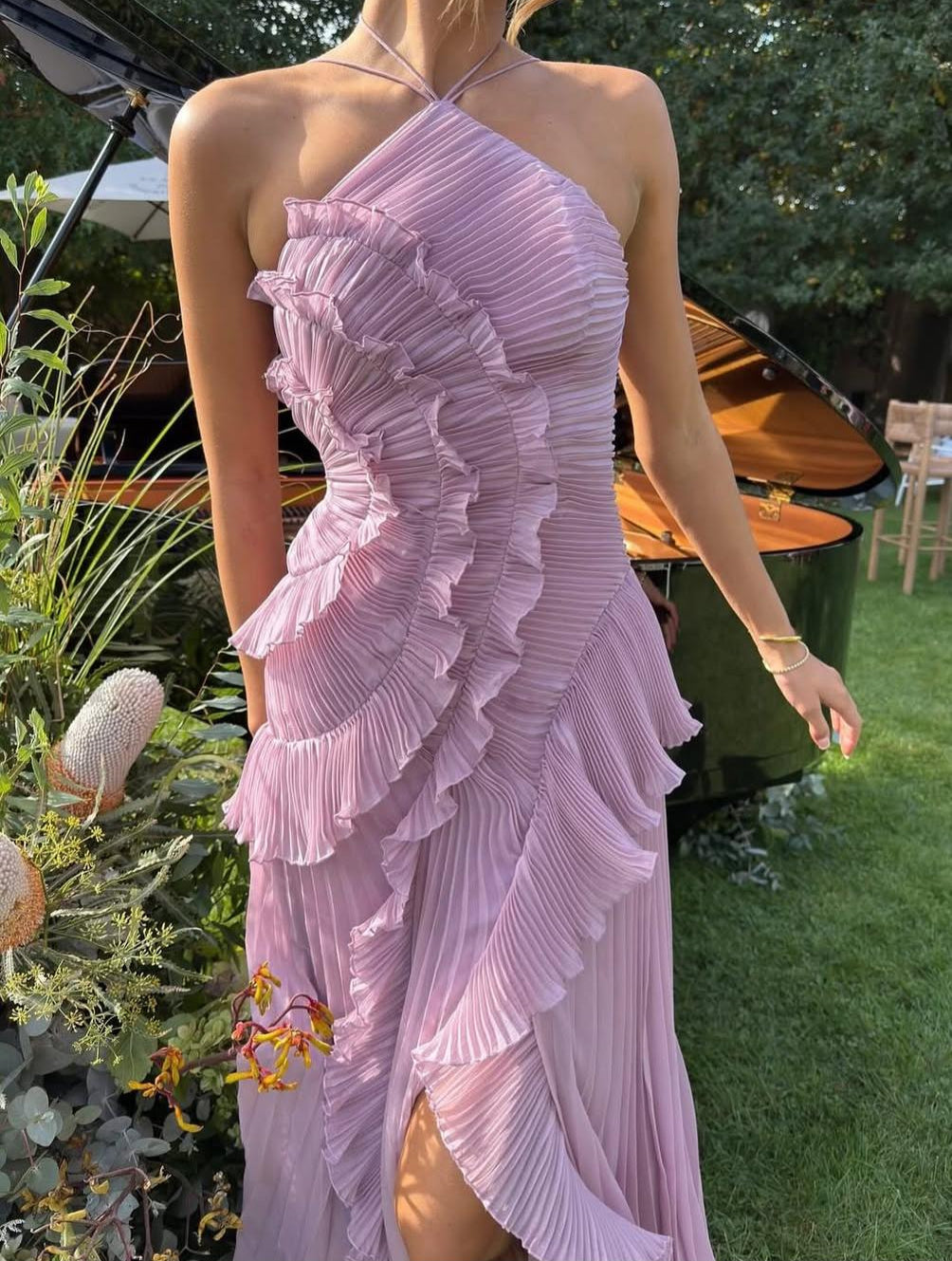 Eva – Vestido largo asimétrico de chiffon