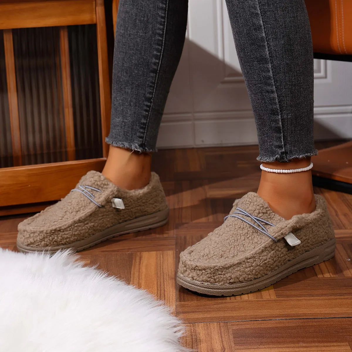 Claire – Zapatillas de casa cálidas en osito