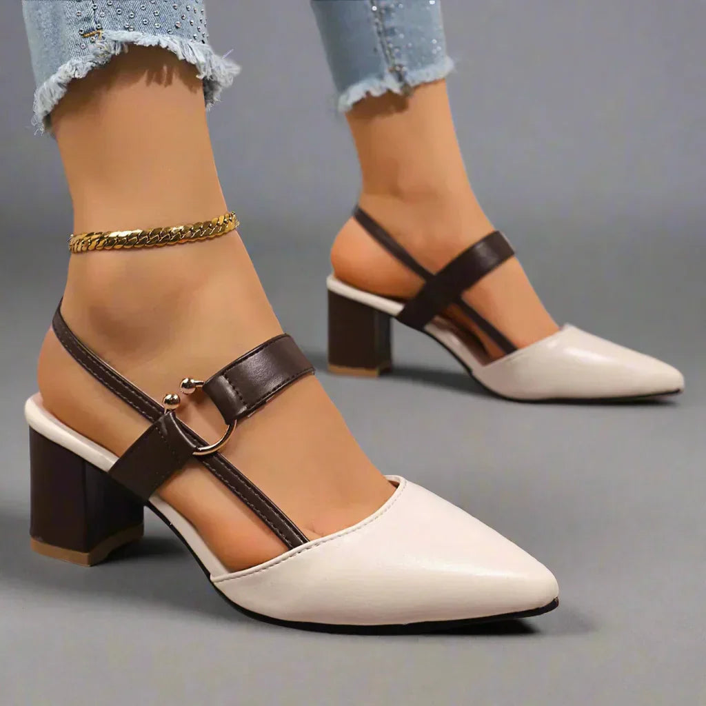 Willa – Sandalias con tacón bloque y cinturilla trasera de cuero
