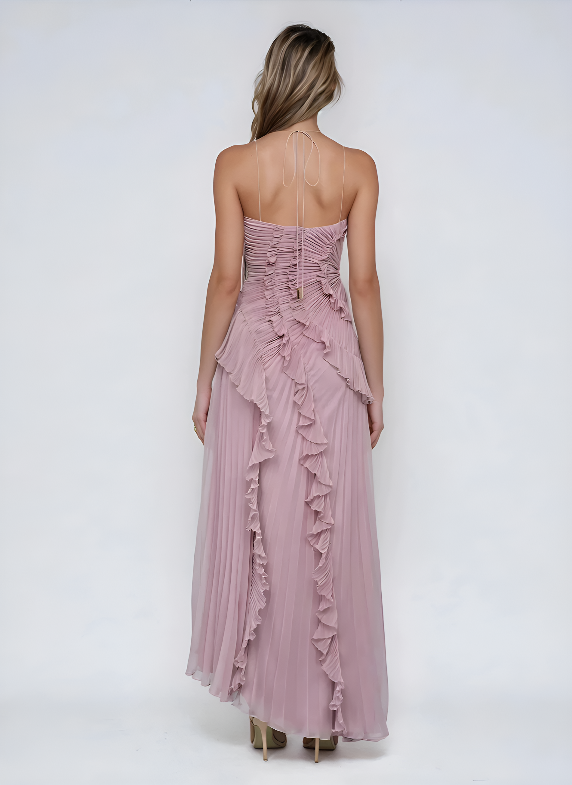 Eva – Vestido largo asimétrico de chiffon