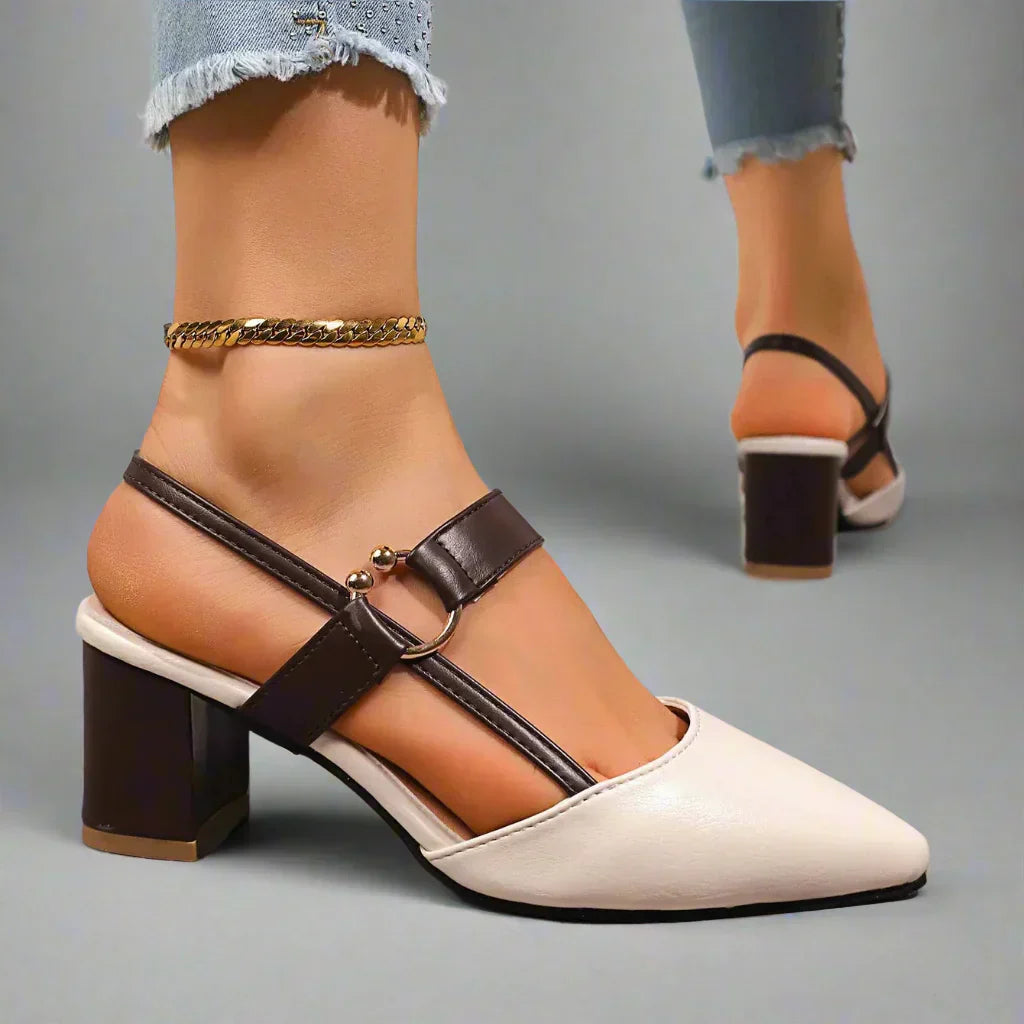 Willa – Sandalias con tacón bloque y cinturilla trasera de cuero