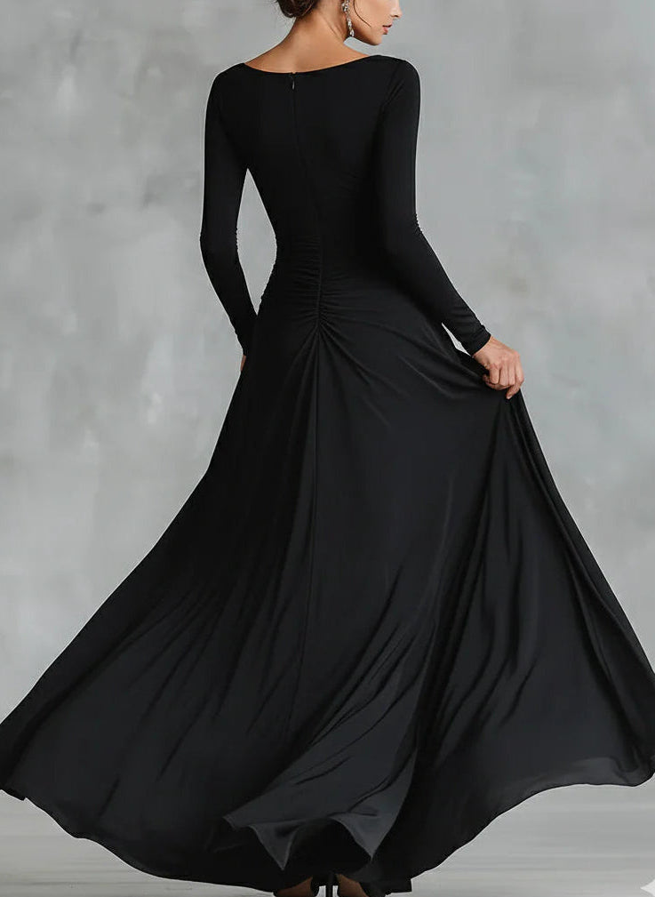 Adele – Vestido largo de crepé negro