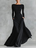 Adele – Vestido largo de crepé negro