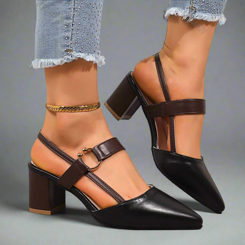Willa – Sandalias con tacón bloque y cinturilla trasera de cuero