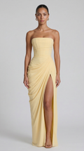 Cyra – Vestido largo de chiffon sin tirantes