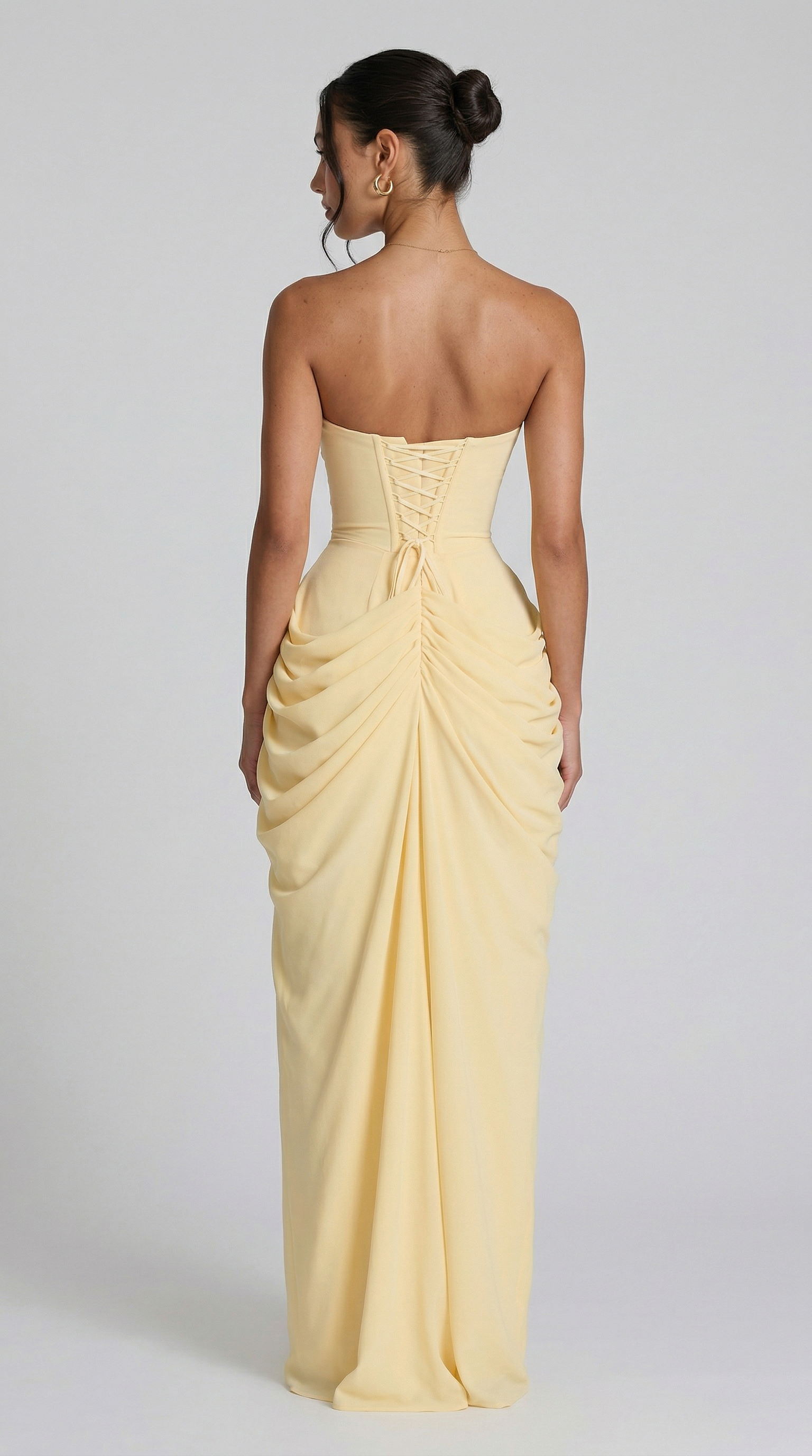 Cyra – Vestido largo de chiffon sin tirantes