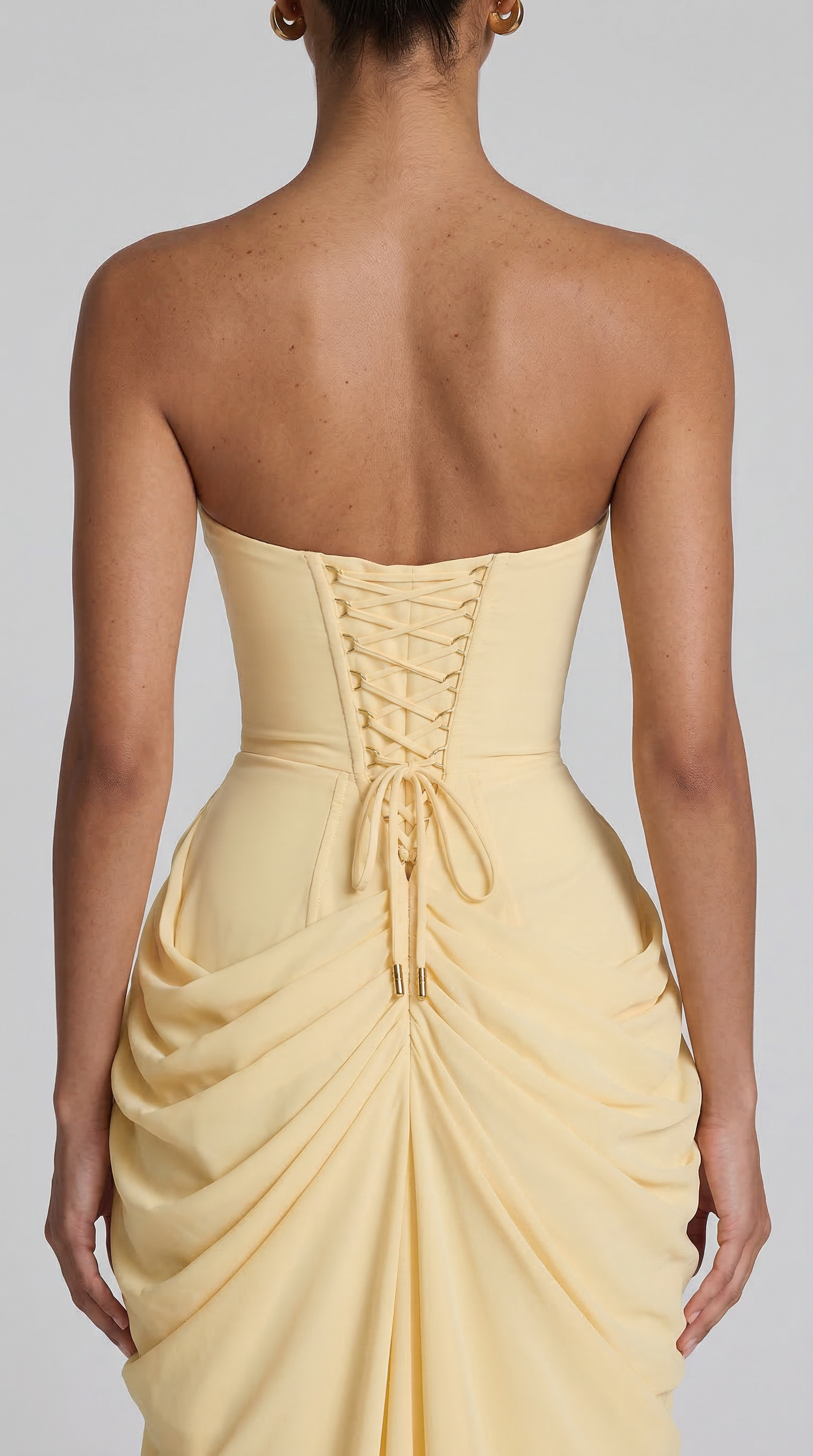 Cyra – Vestido largo de chiffon sin tirantes
