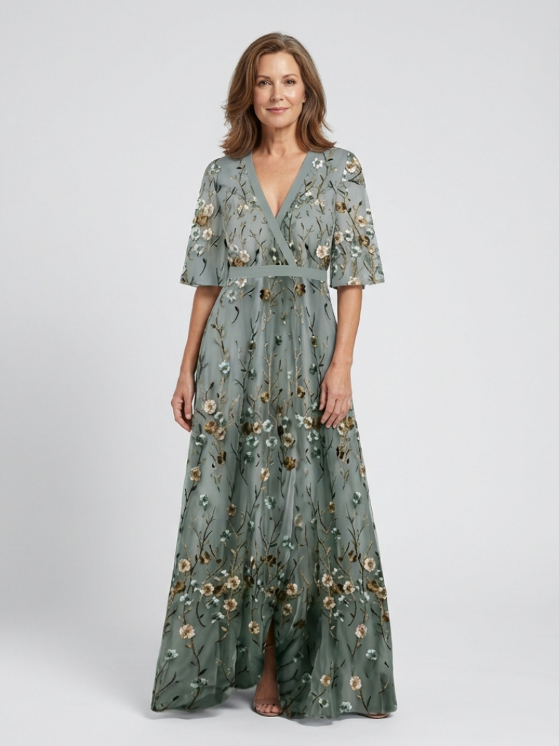 Elodie - Elegante vestido largo con estampado floral