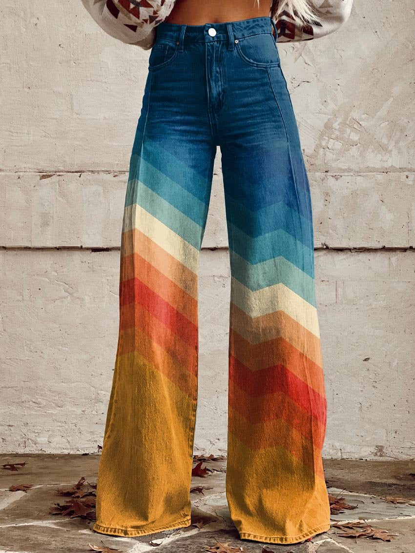 Zara | Pantalones de pierna ancha con estampado zig-zag
