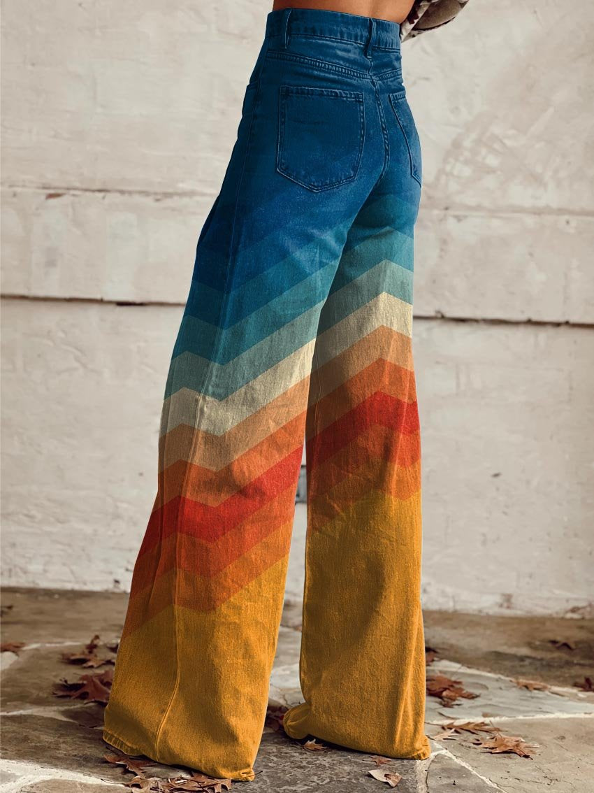 Zara | Pantalones de pierna ancha con estampado zig-zag