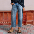 Avery – Jeans de pierna recta cortos en estilo retro