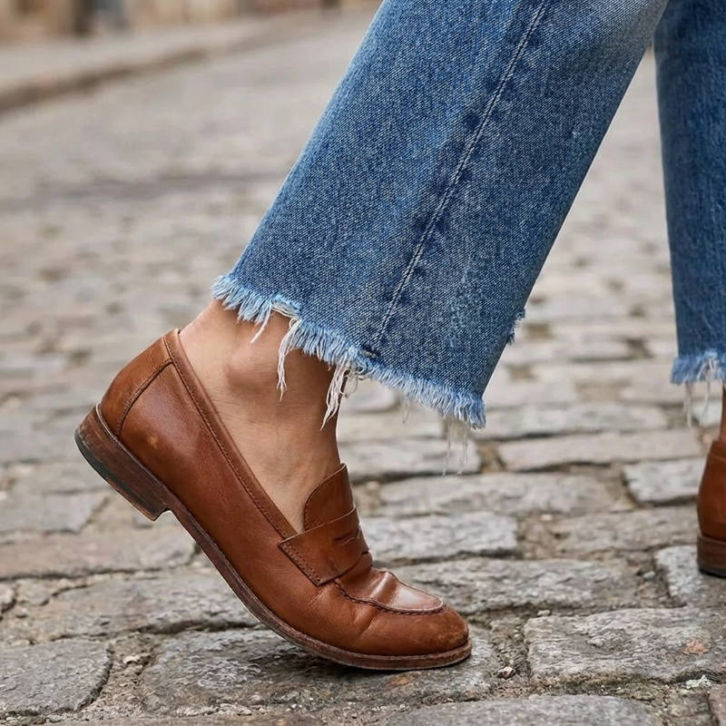 Avery – Jeans de pierna recta cortos en estilo retro