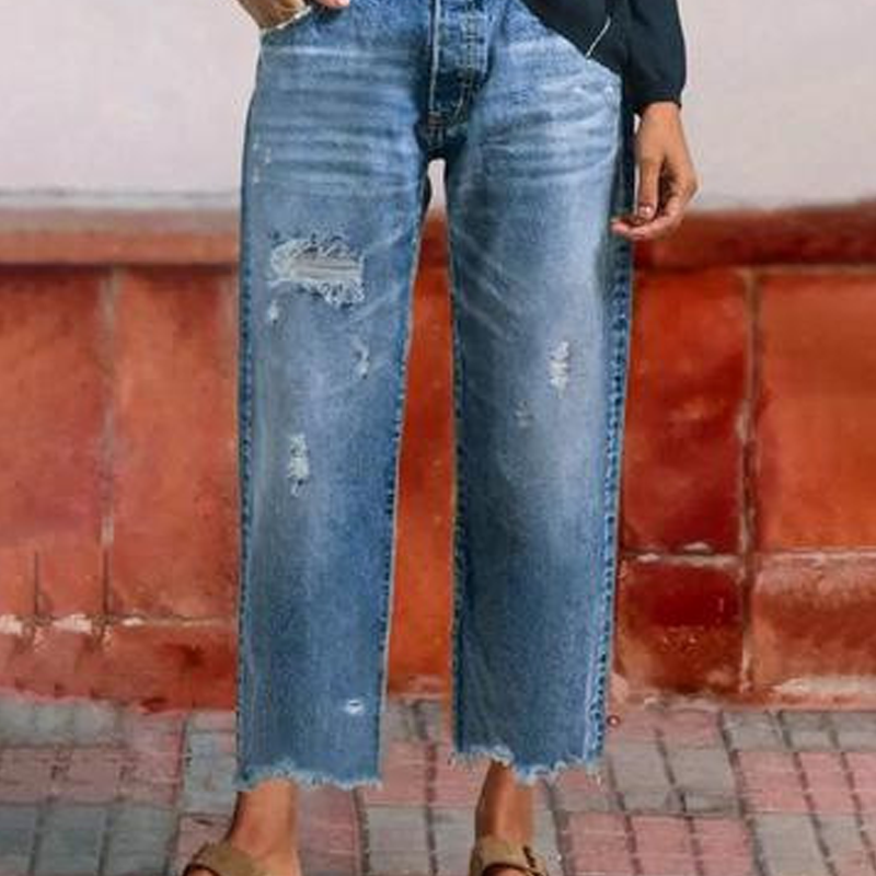Avery – Jeans de pierna recta cortos en estilo retro