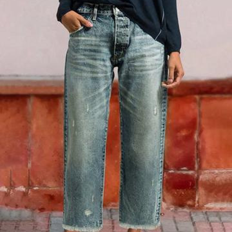 Avery – Jeans de pierna recta cortos en estilo retro