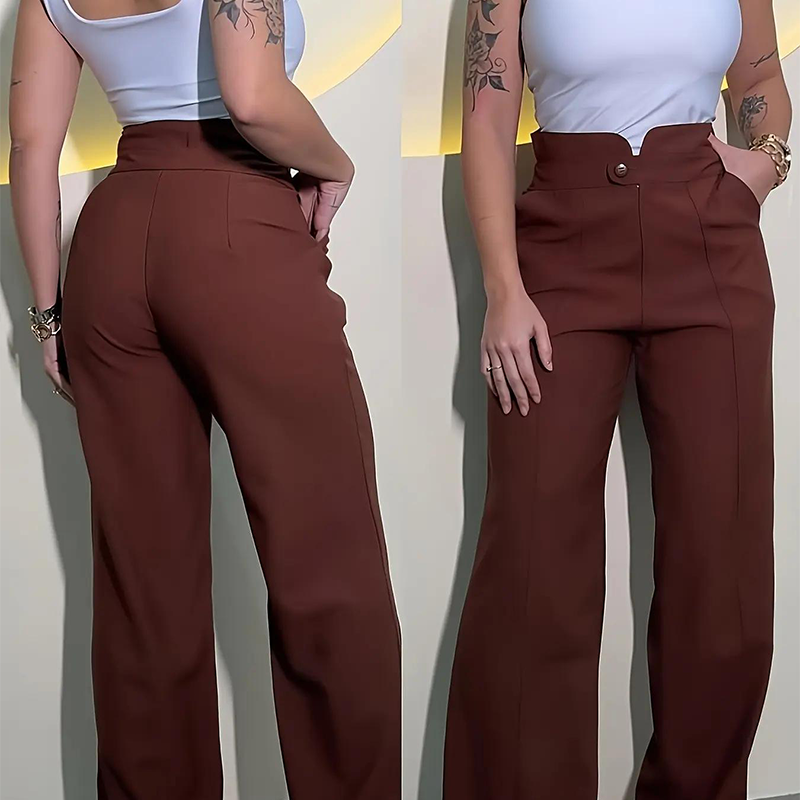 Mira – Pantalones de cintura alta y pierna ancha